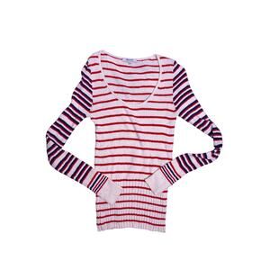 Madewell Striped Skintight Sweater Womens XS Red White Stretch Boho Fitted Knit